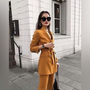 Zara Women Colour Mustard Yellow Suit-Blazer,NWOT,Sz : M